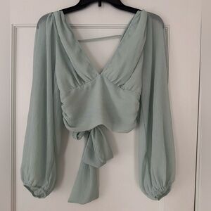 Elegant Women's Blouse in Light Green